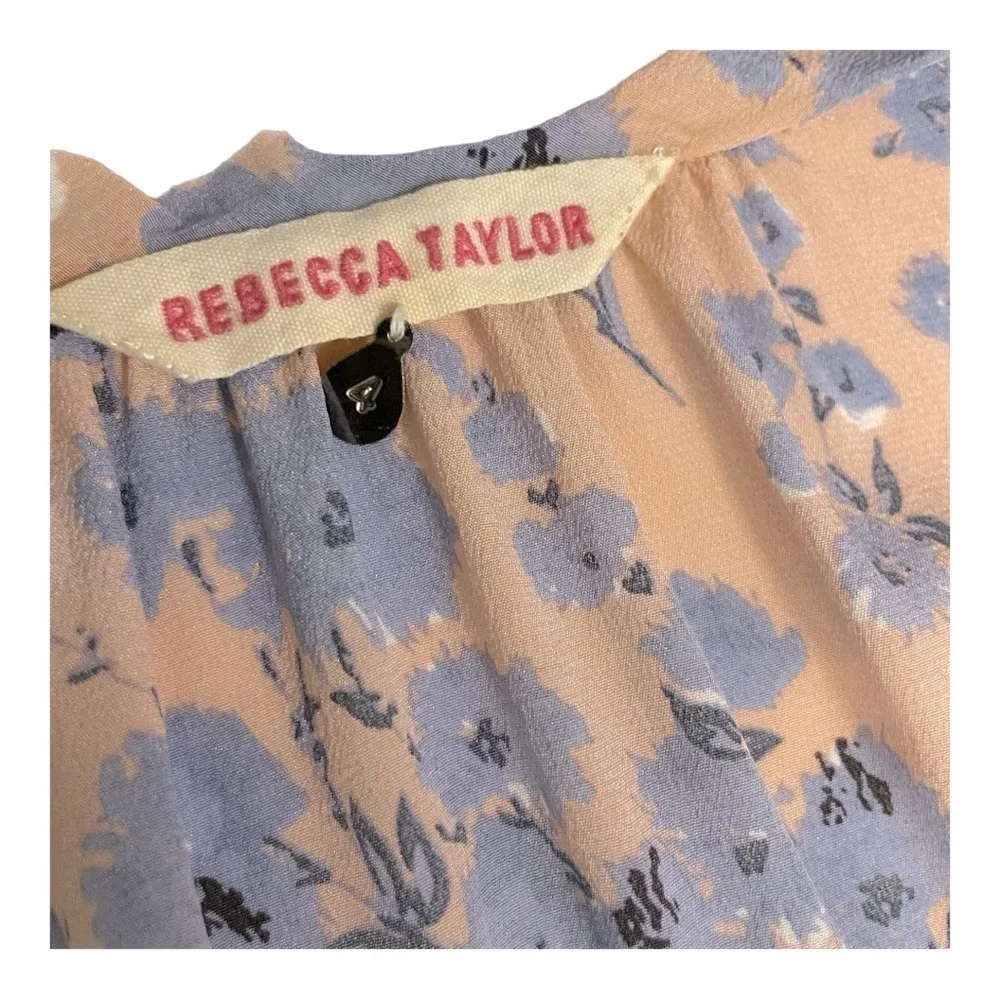Rebecca Taylor Silk Floral Ruffle Mini Dress Blue and Pink size 4